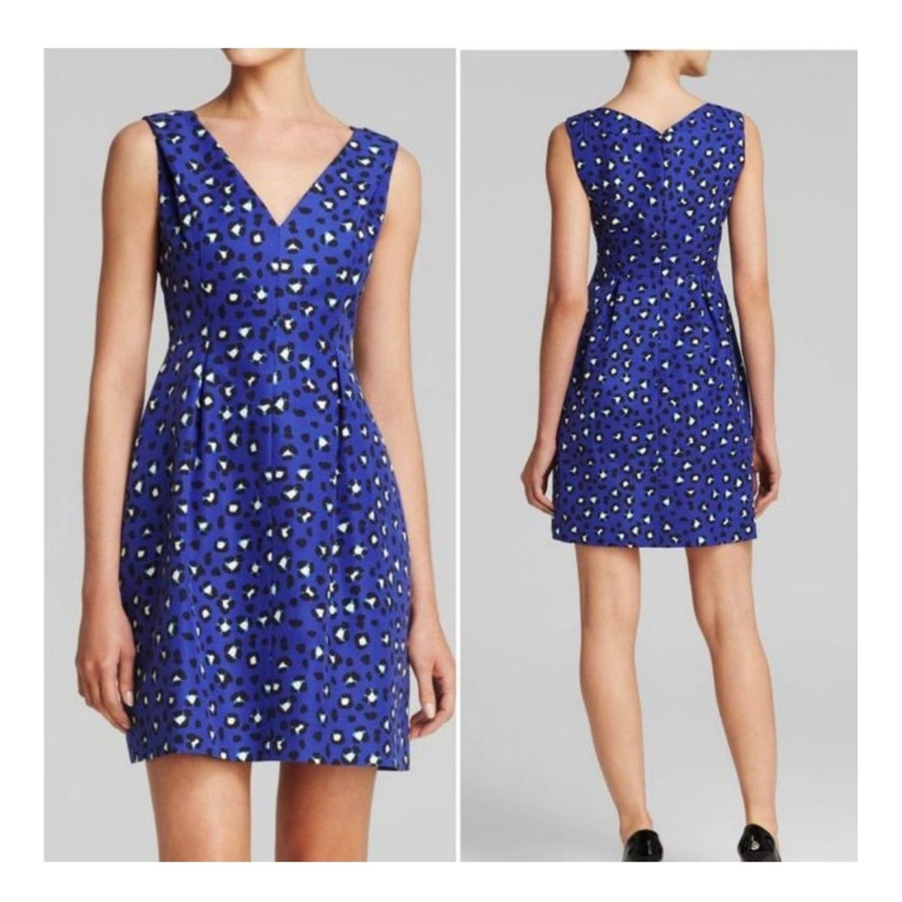 Kate Spade New York Purple Leopard Print Fit & Flare Dress V-Neck Size 2